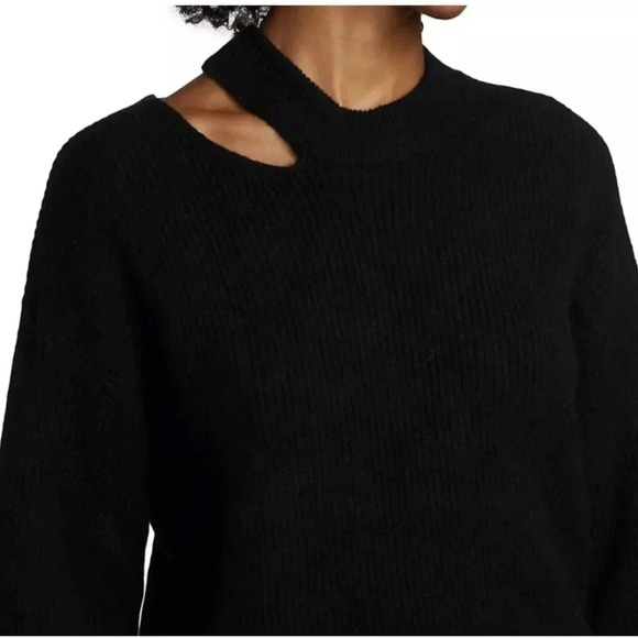 Rails Shoulder Cutout Sweater Womens Large Black Ribbed Knit Pullover Alexi NWT - Picture 3 of 7